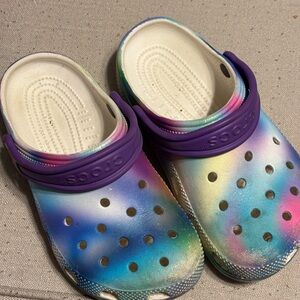 CROCS Kids' Rainbow Water Shoes with Purple Strap